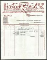 1941 Bp., Ifj. Kellner Ernő Könyvnyomdájának díszes fejléces számlája 5f okmánybélyeggel