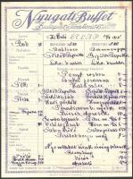 1918 Bp. VI., A Nyugati Buffet étlapja, részben kézzel írva