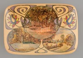 Fischer Emil bonbonnier, Auguszta főhercegnő által tervezett dekorral. Kézzel festett, jelzett, aljá...