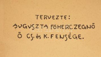 Fischer Emil bonbonnier, Auguszta főhercegnő által tervezett dekorral. Kézzel festett, jelzett, aljá...