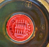 cca 1900 Zsolnay pávaszemes kaspó. Eozin mázas, körpecsétes, jelzett, alig látható hajszálrepedéssel...