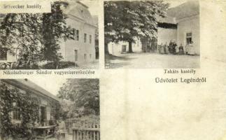 1912 Legénd, Schrecker kastély, Takáts kastély, Nikolszburger Sándor üzlete és saját kiadása (r)