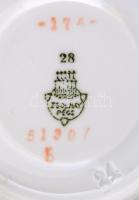 Zsolnay art deco porcelán mokkás készlet, jelzett, 13 db, egy csészén alul hajszálrepedés