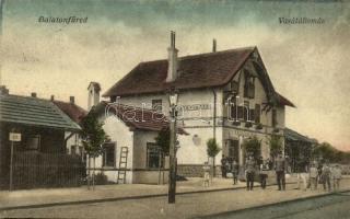 1926 Balatonfüred, Vasútállomás, vasutasok, létra. Kiadja Vezér Lajos (EK)