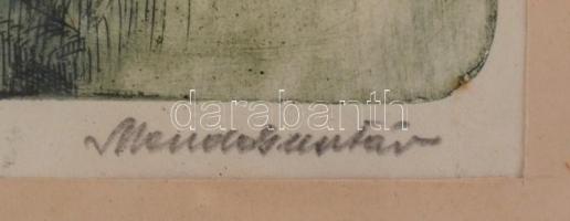 Mende Gusztáv (1899-1963): Próbanyomat. Rézkarc, papír, jelzett, üvegezett keretben, paszpartuban, 2...