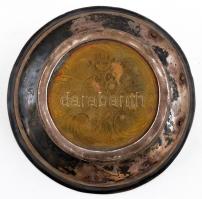 XIX. sz.: Mongol, ezüst jakvajas tál. d: 14 cm / mongolian silver jak butter plate