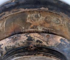 XIX. sz.: Mongol, ezüst jakvajas tál. d: 14 cm / mongolian silver jak butter plate