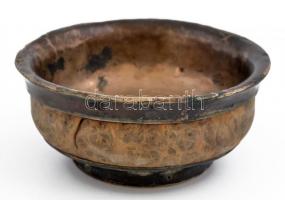 XIX. sz.: Mongol, ezüst jakvajas tál. d: 12 cm / mongolian silver jak butter plate