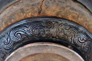 XIX. sz.: Mongol, ezüst jakvajas tál. d: 12 cm / mongolian silver jak butter plate