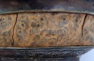 XIX. sz.: Mongol, ezüst jakvajas tál. d: 12 cm / mongolian silver jak butter plate