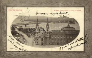 1911 Esztergom, Érseki templom a Duna híddal. Kiadja Groszner B. (EK)