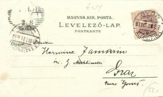 1897 (Vorläufer!) Győr, Újváros, zsinagóga, Királyi tábla, Püspökvár, Rábahíd, Kármelita zárda. Polg...