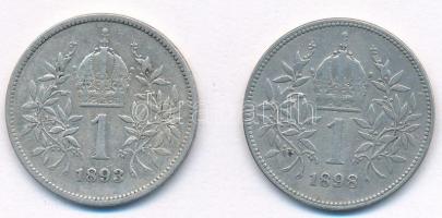 Ausztria 1893-1898. 1K Ag "Ferenc József" (2xklf) T:2- Austria 1893-1898. 1 Corona Ag &quo...