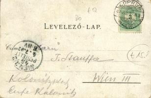 1897 (Vorläufer!) Sopron, Várostorony, színház, Széchenyi tér (gyűrődések / creases)