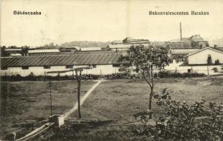 1916 Békéscsaba, K.u.K. katonai lábadozó barakkok. Tevan Adolf kiadása / Rekonvaleszenten Baraken (fa)