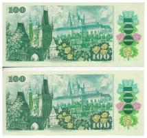 Csehszlovákia 1989. 100K (2x) sorszámkövetők T:II Czechoslovakia 1989. 100 Korun (2x) sequential ser...