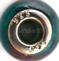 Üveg charm, ezüst (Ag) betéttel, jelzett, d: 1,4 cm