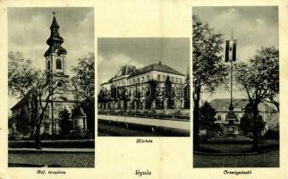 1942 Gyula, kórház, református templom, országzászló (EK)