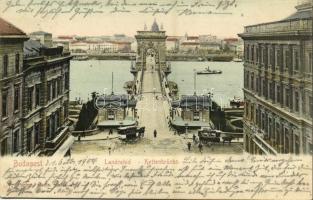 1904 Budapest, Lánchíd budai hídfője, omnibuszok (EK)