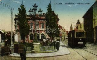 Újvidék, Novi Sad; Erzsébet tér, villamos / square, tram (EK)