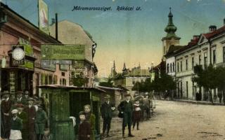Máramarossziget, Sighetu Marmatiei; Rákóczi út, dohány és szivar és órás üzlet / street view with shops (fa)