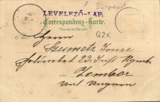 Savanyúkút, Sauerbrunn; J. Pinesithz Belevue szálloda és kávéház, étkező belső, kút / Hotel und Café...