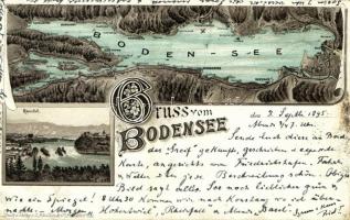 1895 (Vorläufer!) Bodensee, Rheinfall / Rhine Falls waterfall, Lake Constance. G. Blümlein & Co. Art Nouveau, litho (worn corners)