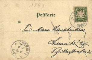 1893 (Vorläufer!!!) Schwangau, Neuschwanstein Schloss, Marienbrücke und Pöllatfall / castle, bridge ...