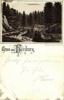 1892 (Vorläufer!!!) Harzburg, Radaufall / waterfall. Carl Garte Kunstanstalt Art Nouveau, floral, litho (EK)
