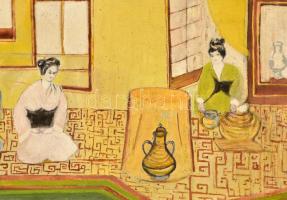 Vörös jelzéssel: Gésák. Olaj, vászon, foltos, 52×71 cm