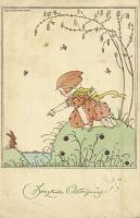 1920 Herzliche Ostergrüsse / Easter greeting art postcard. M. Munk Wien Nr. 1181. s: Mela Koehler (tear)