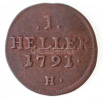 Ausztria / Vorderösterreich 1791H 1h Cu T:2
Austria / Further Austria 1791H 1 Heller Cu C:XF
Kraus...