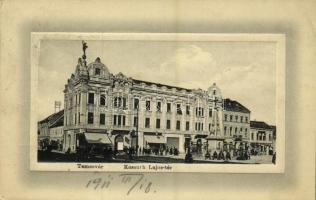 1911 Temesvár, Timisoara; Kossuth Lajos tér, Nenadovits, Schild, Grosz, Jermovits üzlete. W. L. Bp. No. 6677. Ideal / square, shops (EK)