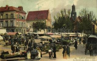 1914 Saint-Quentin, Le Marché aux fleurs, Buvette des Halles / flower market, bar