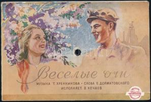 10 db RÉGI motívum képeslap, közte egy mini hanglemezzel / 10 pre-1945 motive postcards with 1 mini ...