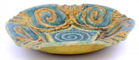 Gorka Géza (1894-1971): Hamuzótálka. Kézzel festett mázas kerámia, jelzett (Nógrádverőce), apró kopá...