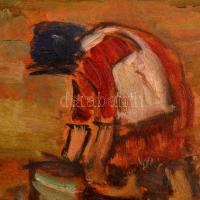 Tibor Ernő (1885-1945): Krumpliszedők. Olaj, karton, jelzés nélkül, keretben,  26×35 cm