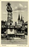 Szabadka, Subotica; Szentháromság szobor / Trinity statue + 1941 Újvidék visszatért + 1941 Szabadka visszatért So. Stpl