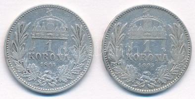 1894KB-1895KB 1K Ag "Ferenc József" (2x) T:2- 
Adamo K5