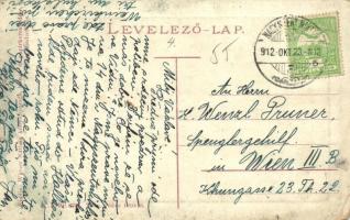 1912 Nagyszentmiklós, Sannicolau Mare; Fő tér, Városháza, üzletek. W. L. Bp. 6703. Kiadja Wiener Nát...