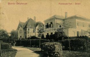 1908 Beszterce, Bistritz, Bistrita; Promenade Park / Sétatér, nyaraló. W. L. (?) No. 404. Kiadja M. Haupt / promenade, villa (EK)