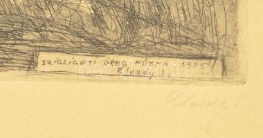 Élesdy István (1912-1987): Szigligeti öreg fűzfa. Rézkarc, papír, jelzett, foltos, üvegezett keretbe...