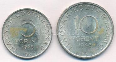 1948. 5Ft Ag "Petőfi" + 10Ft Ag "Széchenyi" T:2
Adamo EM1, EM2