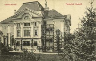 Léva, Levice; Schöller kastély. Schulcz Ignácz kiadása / castle
