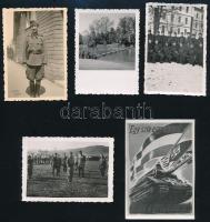 cca 1933-1942 Vegyes katonai fotó tétel, 11 db, 6×9 és 9×13 cm közötti méretekben