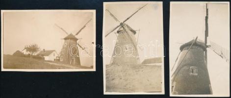 1928 Kiskunfélegyháza, szélmalom, 3 db fotó, 5,5×8,5 cm / windmill in Hungary, 3 photos
