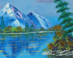 Balog Marianna (1967-): Távoli csúcsok. Olaj, vászon, jelzett, keretben, 50×70 cm