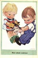 5 db régi humoros motívumlap, gyerekek / 5 pre-1945 humorous children motive postcards