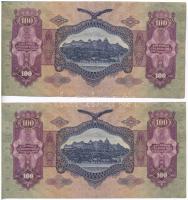 1930. 100P (2x) sorszámkövetők, egyik nyomdai papírránccal T:I-