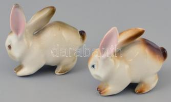 2 db Zsolnay nyuszi figura 7x7 cm Kézzel festett, jelzett, hibátlan